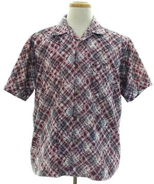 Vintage 80s Flipbox Purple Blue Geometric Polyester Button Up Shirt Men's Medium